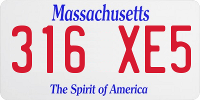 MA license plate 316XE5
