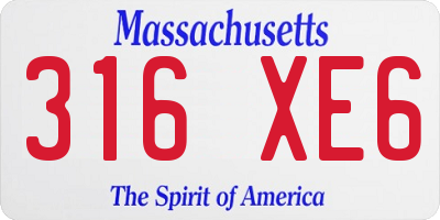 MA license plate 316XE6
