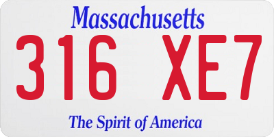 MA license plate 316XE7