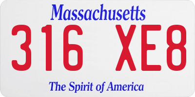 MA license plate 316XE8