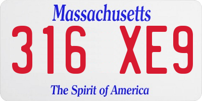 MA license plate 316XE9