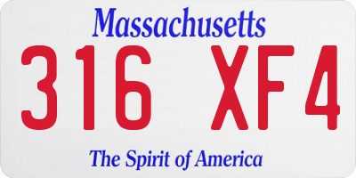 MA license plate 316XF4