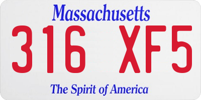 MA license plate 316XF5