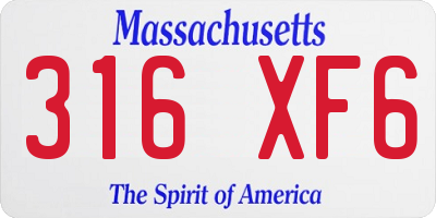 MA license plate 316XF6