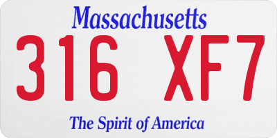 MA license plate 316XF7