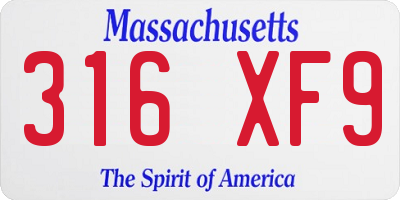 MA license plate 316XF9