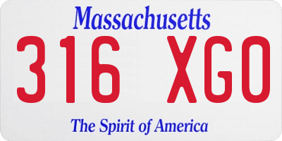 MA license plate 316XG0