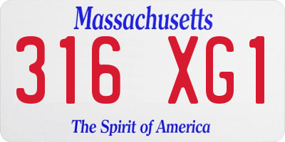 MA license plate 316XG1
