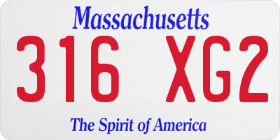 MA license plate 316XG2