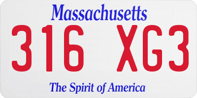 MA license plate 316XG3
