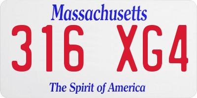 MA license plate 316XG4