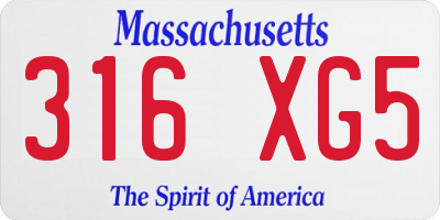 MA license plate 316XG5
