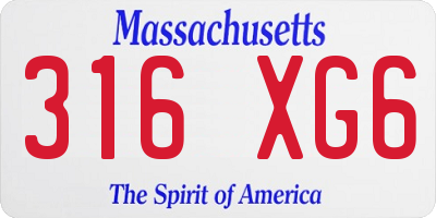 MA license plate 316XG6