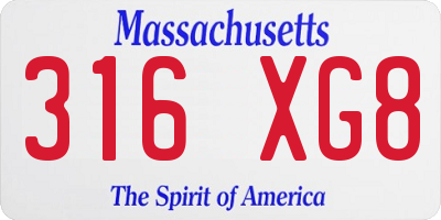 MA license plate 316XG8