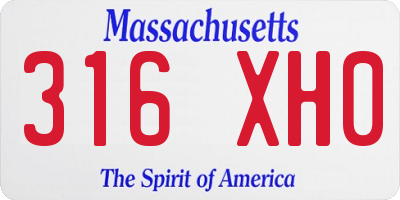 MA license plate 316XH0