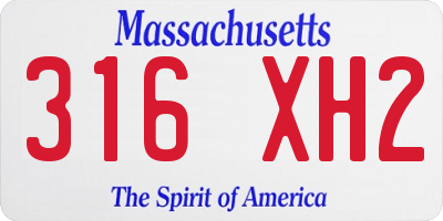 MA license plate 316XH2