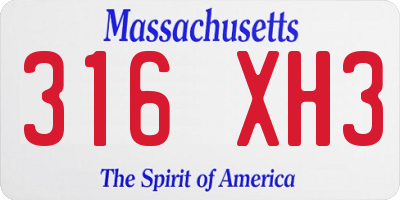 MA license plate 316XH3