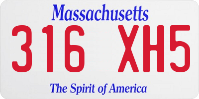 MA license plate 316XH5
