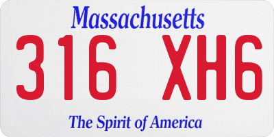 MA license plate 316XH6
