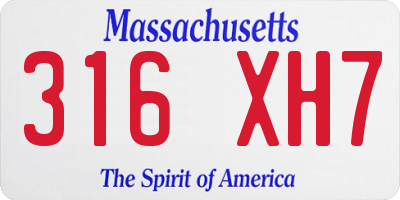 MA license plate 316XH7
