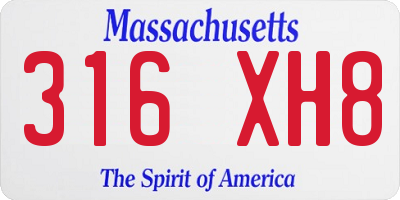 MA license plate 316XH8