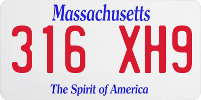MA license plate 316XH9