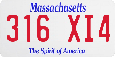 MA license plate 316XI4