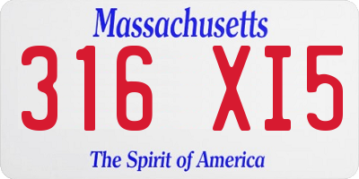 MA license plate 316XI5