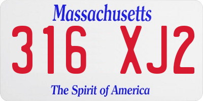 MA license plate 316XJ2