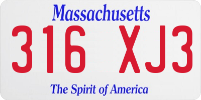 MA license plate 316XJ3