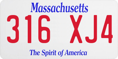 MA license plate 316XJ4