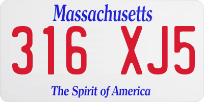 MA license plate 316XJ5
