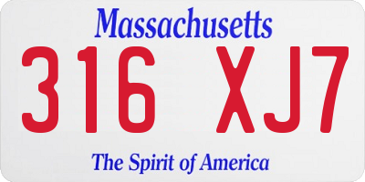 MA license plate 316XJ7
