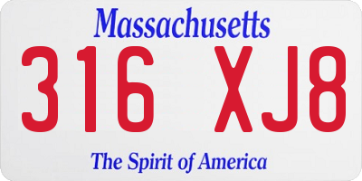 MA license plate 316XJ8