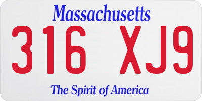 MA license plate 316XJ9
