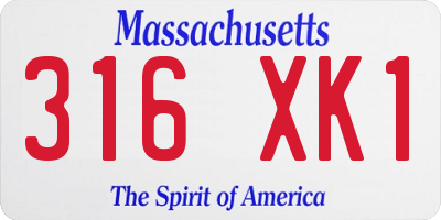 MA license plate 316XK1