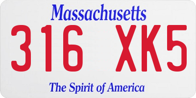 MA license plate 316XK5