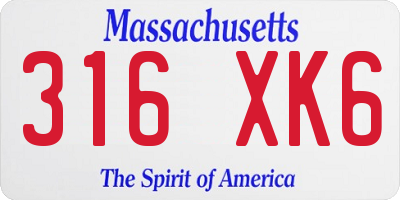 MA license plate 316XK6