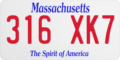 MA license plate 316XK7