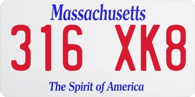 MA license plate 316XK8