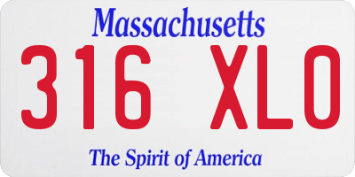 MA license plate 316XL0