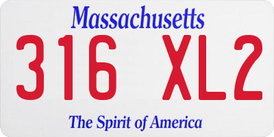 MA license plate 316XL2