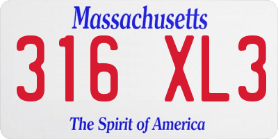 MA license plate 316XL3