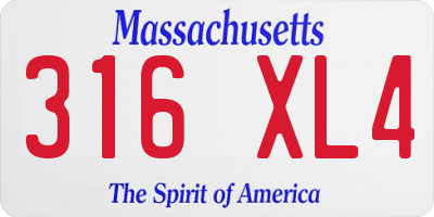 MA license plate 316XL4