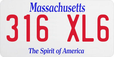 MA license plate 316XL6
