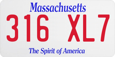 MA license plate 316XL7