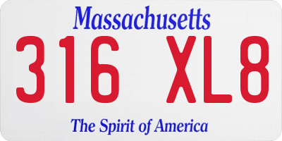 MA license plate 316XL8
