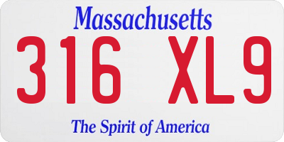 MA license plate 316XL9