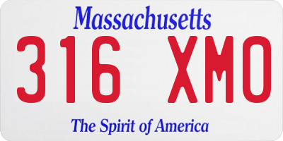 MA license plate 316XM0
