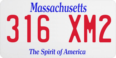 MA license plate 316XM2